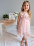 A Line Scoop Pink Tulle Pleats Flower Girl Dresses LBQF0045